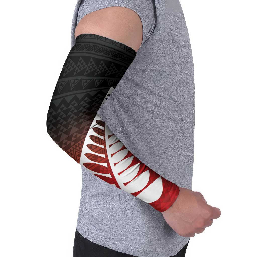Red Silver Fern Spirit Taniko Tukutuku Personalised Arm Sleeves - Polynesian Pride