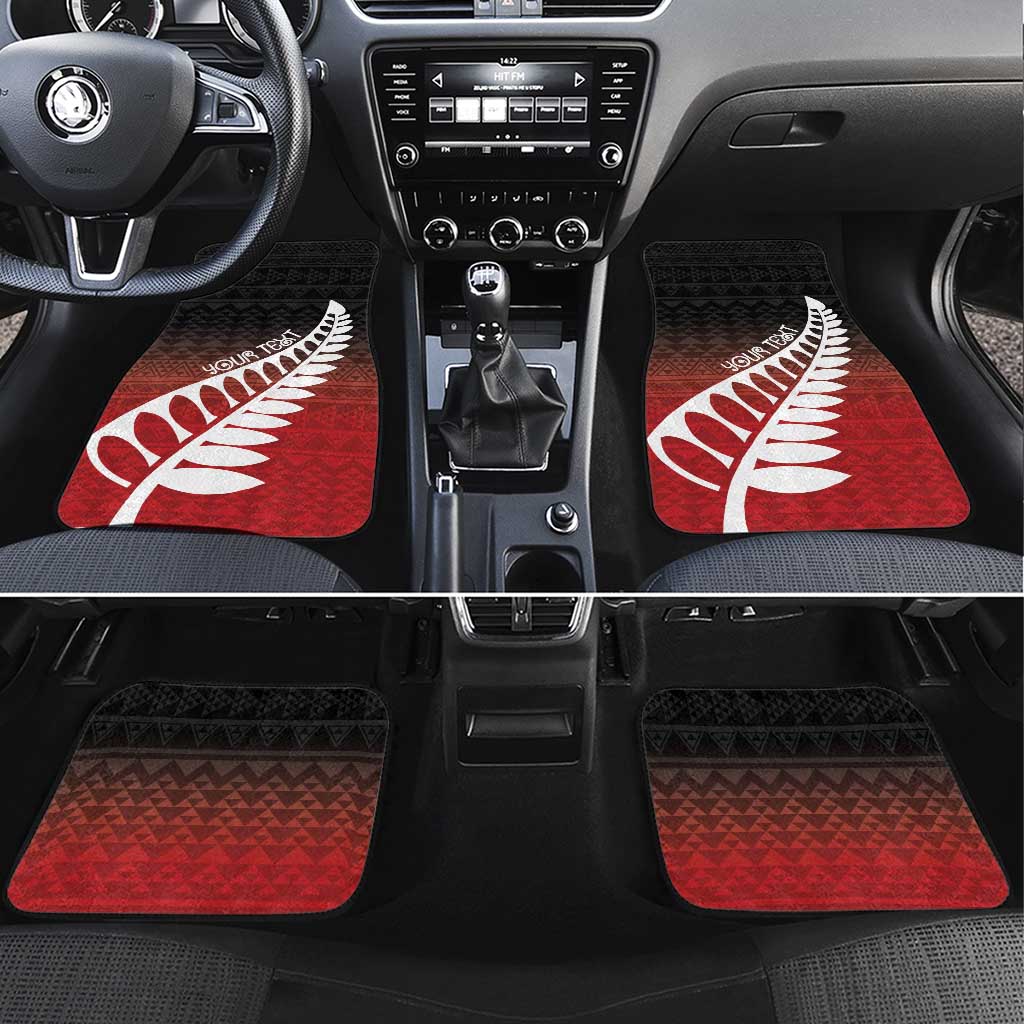 Red Silver Fern Spirit Taniko Tukutuku Personalised Car Mats LT9 Set 4pcs Red - Polynesian Pride