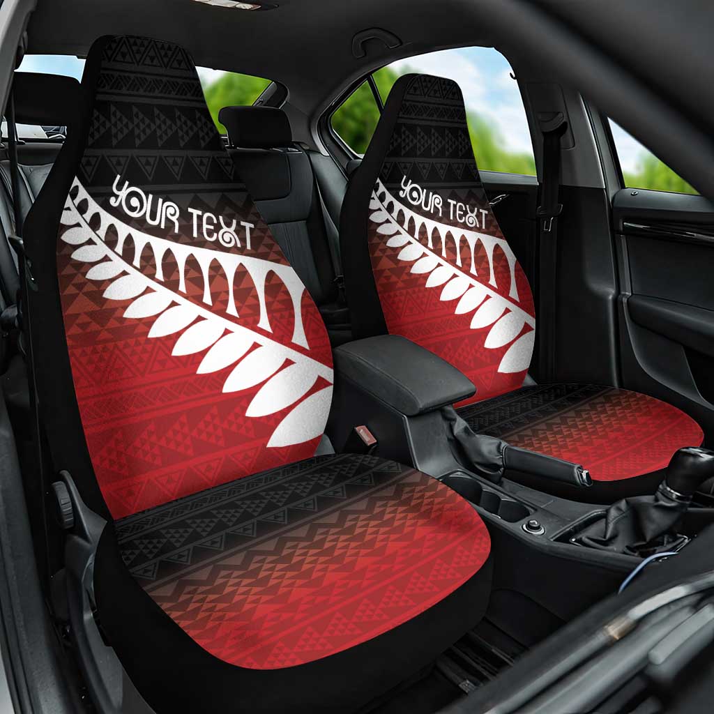 Red Silver Fern Spirit Taniko Tukutuku Personalised Car Seat Cover LT9 One Size Red - Polynesian Pride