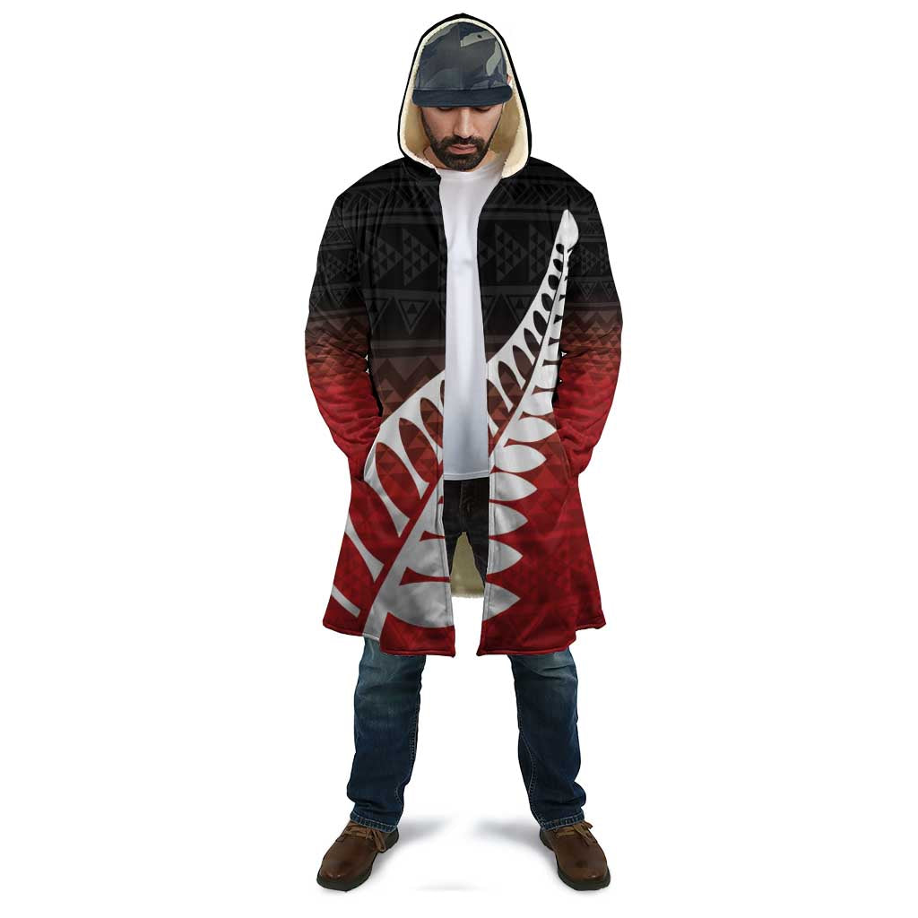Red Silver Fern Spirit Taniko Tukutuku Personalised Cloak - Polynesian Pride