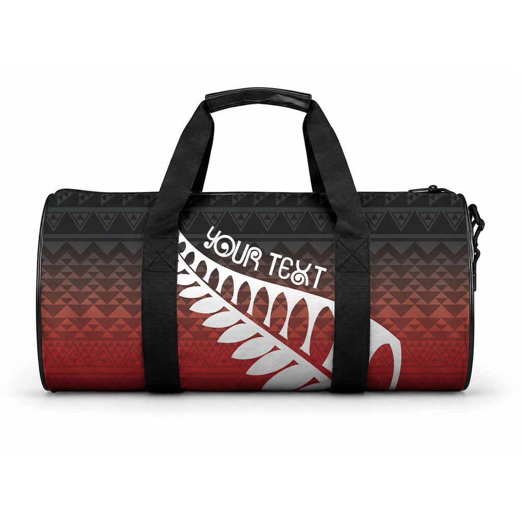 Red Silver Fern Spirit Taniko Tukutuku Personalised Duffle Bag LT9 One size Red - Polynesian Pride