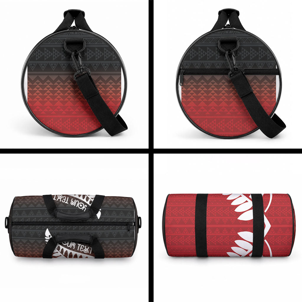 Red Silver Fern Spirit Taniko Tukutuku Personalised Duffle Bag LT9 - Polynesian Pride