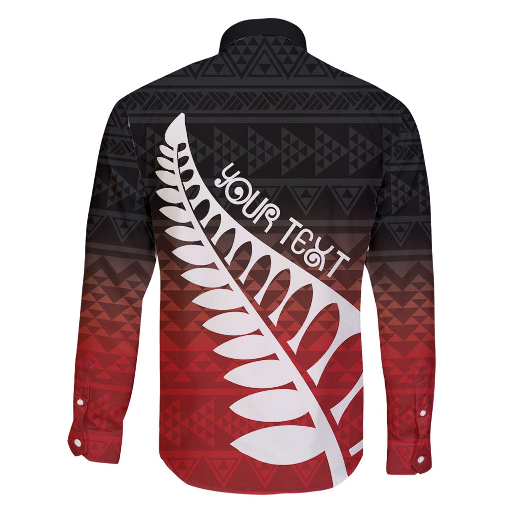 Red Silver Fern Spirit Taniko Tukutuku Personalised Family Matching Off Shoulder Maxi Dress and Hawaiian Shirt LT9 - Polynesian Pride