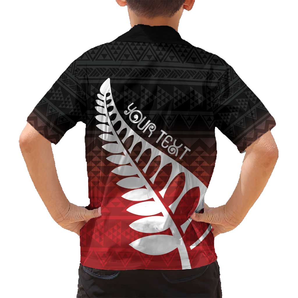 Red Silver Fern Spirit Taniko Tukutuku Personalised Family Matching Puletasi and Hawaiian Shirt LT9 - Polynesian Pride