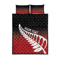 Red Silver Fern Spirit Taniko Tukutuku Personalised Quilt Bed Set LT9 - Polynesian Pride