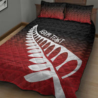 Red Silver Fern Spirit Taniko Tukutuku Personalised Quilt Bed Set LT9 - Polynesian Pride