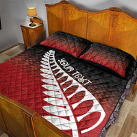 Red Silver Fern Spirit Taniko Tukutuku Personalised Quilt Bed Set LT9 - Polynesian Pride