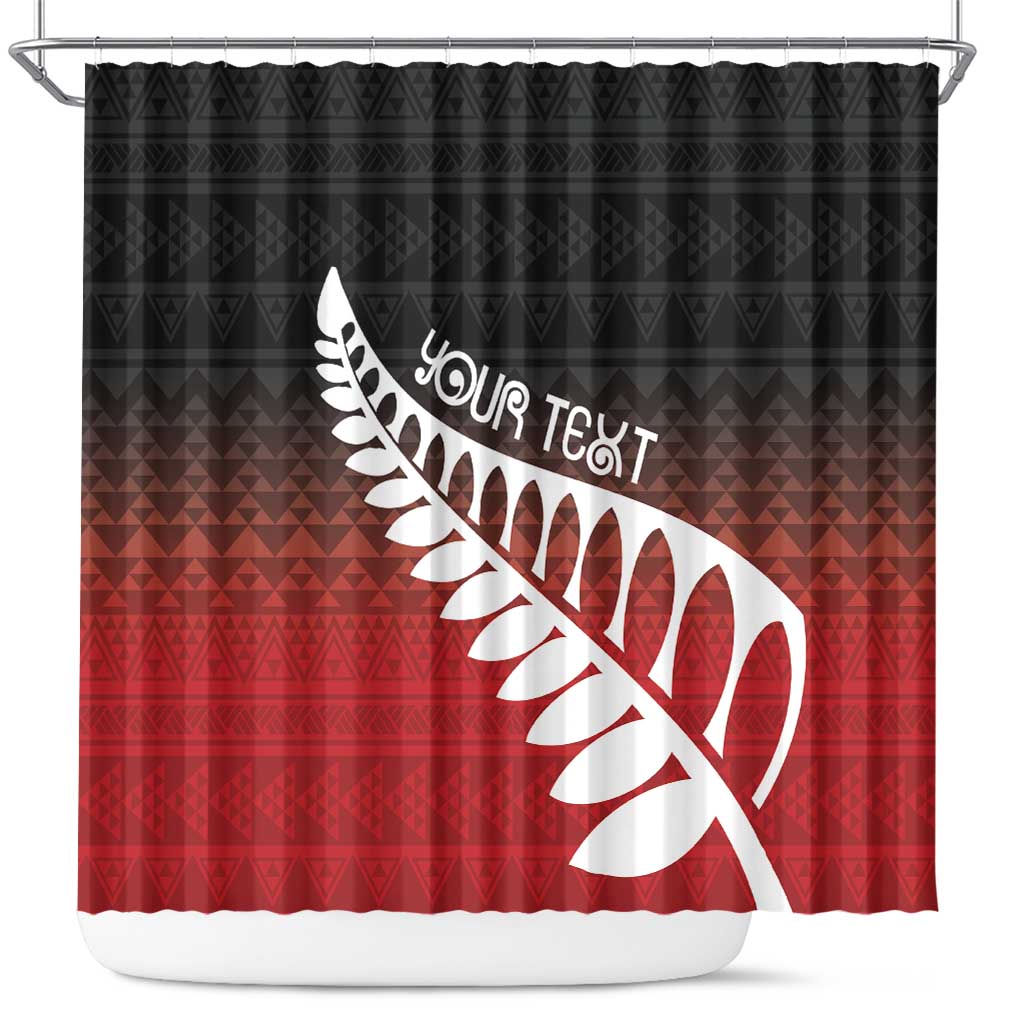 Red Silver Fern Spirit Taniko Tukutuku Personalised Shower Curtain LT9 Red - Polynesian Pride