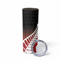 Red Silver Fern Spirit Taniko Tukutuku Personalised Skinny Tumbler LT9 - Polynesian Pride