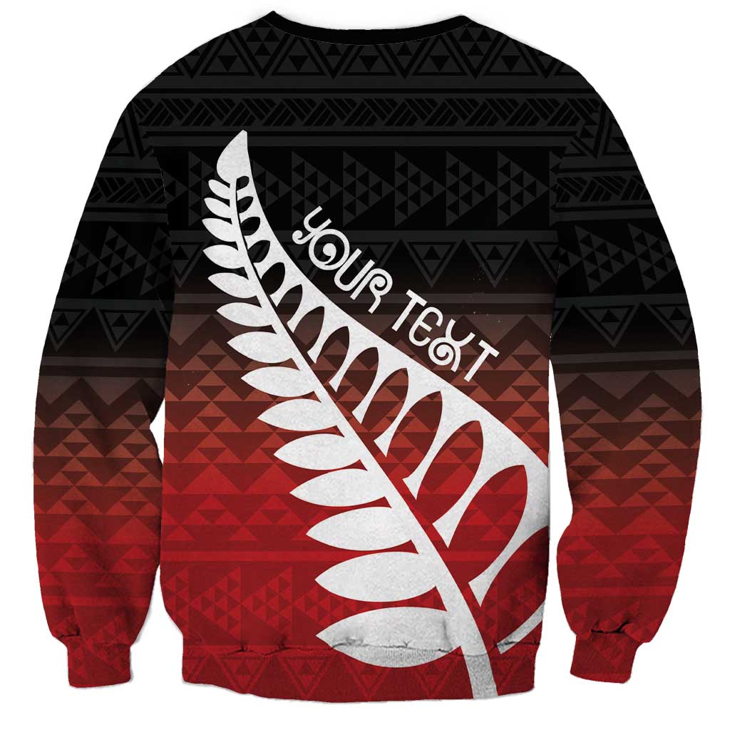 Red Silver Fern Spirit Taniko Tukutuku Personalised Sweatshirt