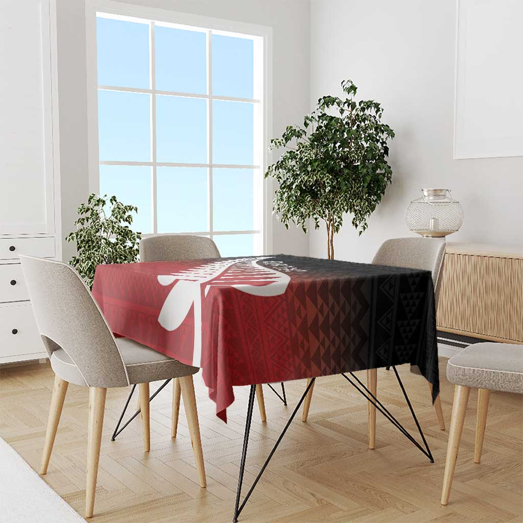 Red Silver Fern Spirit Taniko Tukutuku Personalised Tablecloth