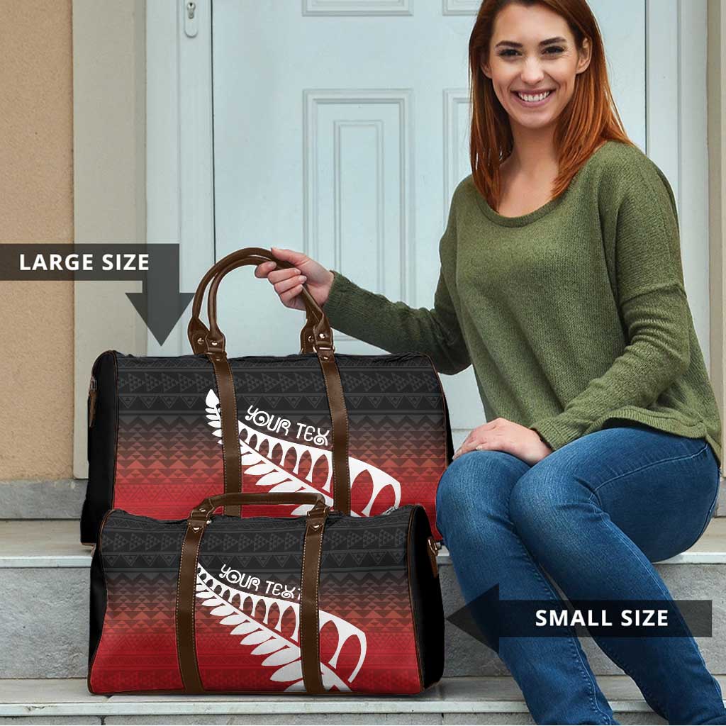 Red Silver Fern Spirit Taniko Tukutuku Personalised Travel Bag - Polynesian Pride