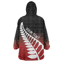 Red Silver Fern Spirit Taniko Tukutuku Personalised Wearable Blanket Hoodie LT9 - Polynesian Pride