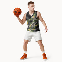 Aloha Puakenikeni Anthurium Pikake Lei Basketball Jersey Black Hawaiian Palaka Pattern