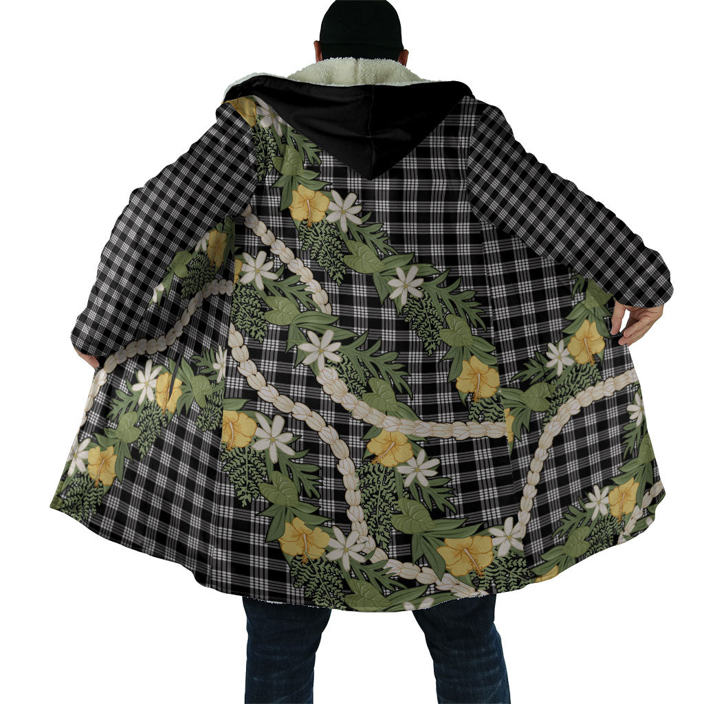 Aloha Puakenikeni Anthurium Pikake Lei Cloak Black Hawaiian Palaka Pattern