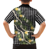 Aloha Puakenikeni Anthurium Pikake Lei Family Matching Off Shoulder Maxi Dress and Hawaiian Shirt Black Hawaiian Palaka Pattern LT9 - Polynesian Pride
