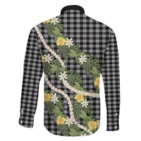 Aloha Puakenikeni Anthurium Pikake Lei Family Matching Off Shoulder Maxi Dress and Hawaiian Shirt Black Hawaiian Palaka Pattern LT9 - Polynesian Pride