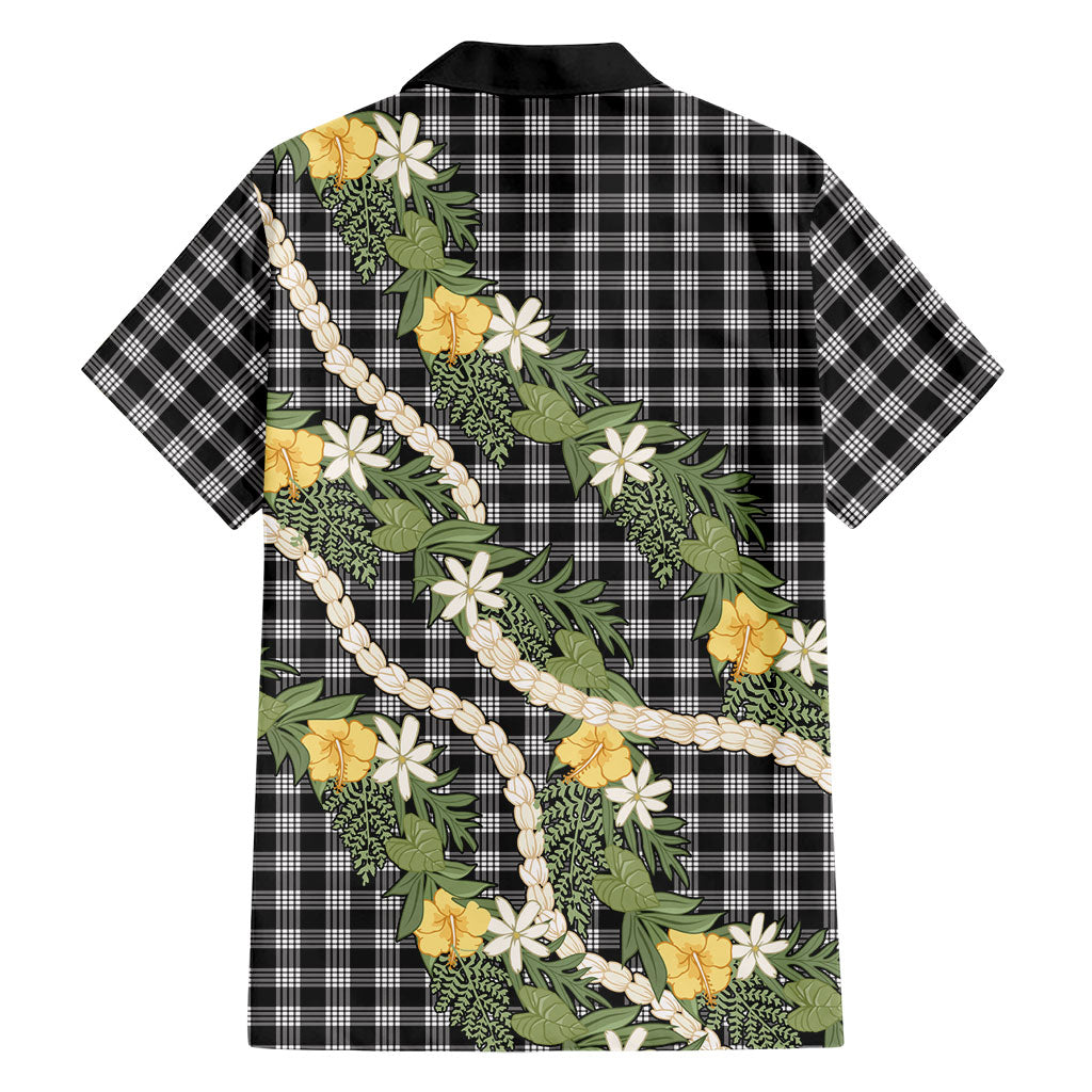 Aloha Puakenikeni Anthurium Pikake Lei Family Matching Puletasi and Hawaiian Shirt Black Hawaiian Palaka Pattern LT9 - Polynesian Pride