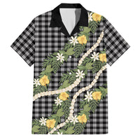Aloha Puakenikeni Anthurium Pikake Lei Family Matching Short Sleeve Bodycon Dress and Hawaiian Shirt Black Hawaiian Palaka Pattern LT9 Dad's Shirt - Short Sleeve Black - Polynesian Pride