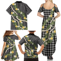 Aloha Puakenikeni Anthurium Pikake Lei Family Matching Summer Maxi Dress and Hawaiian Shirt Black Hawaiian Palaka Pattern LT9 - Polynesian Pride