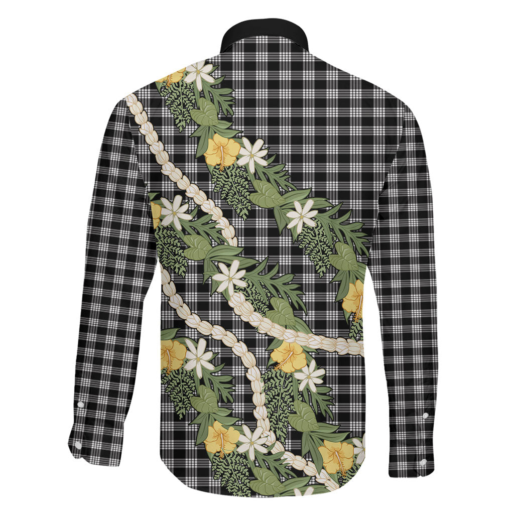 Aloha Puakenikeni Anthurium Pikake Lei Family Matching Summer Maxi Dress and Hawaiian Shirt Black Hawaiian Palaka Pattern LT9 - Polynesian Pride