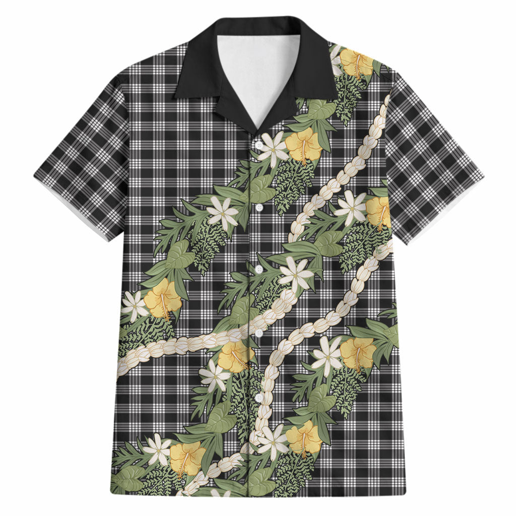 Aloha Puakenikeni Anthurium Pikake Lei Hawaiian Shirt Black Hawaiian Palaka Pattern LT9 Black - Polynesian Pride