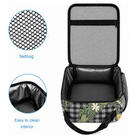 Aloha Puakenikeni Anthurium Pikake Lei Lunch Bag Black Hawaiian Palaka Pattern LT9 - Polynesian Pride