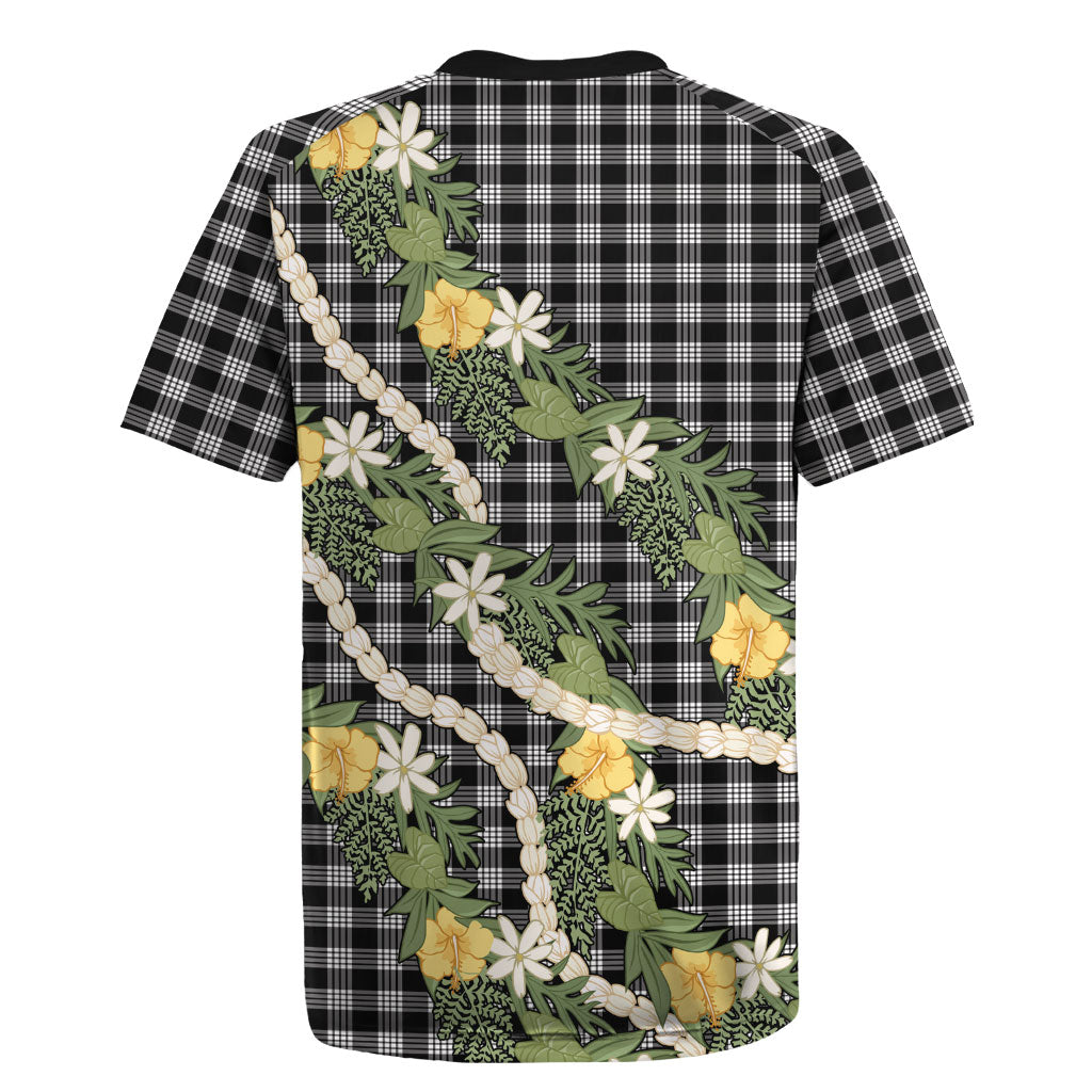 Aloha Puakenikeni Anthurium Pikake Lei Rugby Jersey Black Hawaiian Palaka Pattern