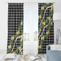 Aloha Puakenikeni Anthurium Pikake Lei Window Curtain Black Hawaiian Palaka Pattern