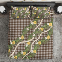 Aloha Puakenikeni Anthurium Pikake Lei Bedding Set Chocolate Hawaiian Palaka Pattern