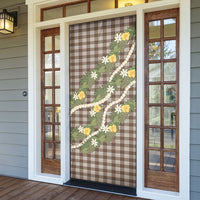 Aloha Puakenikeni Anthurium Pikake Lei Door Cover Chocolate Hawaiian Palaka Pattern