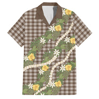 Aloha Puakenikeni Anthurium Pikake Lei Family Matching Mermaid Dress and Hawaiian Shirt Chocolate Hawaiian Palaka Pattern LT9 Dad's Shirt - Short Sleeve Chocolate - Polynesian Pride