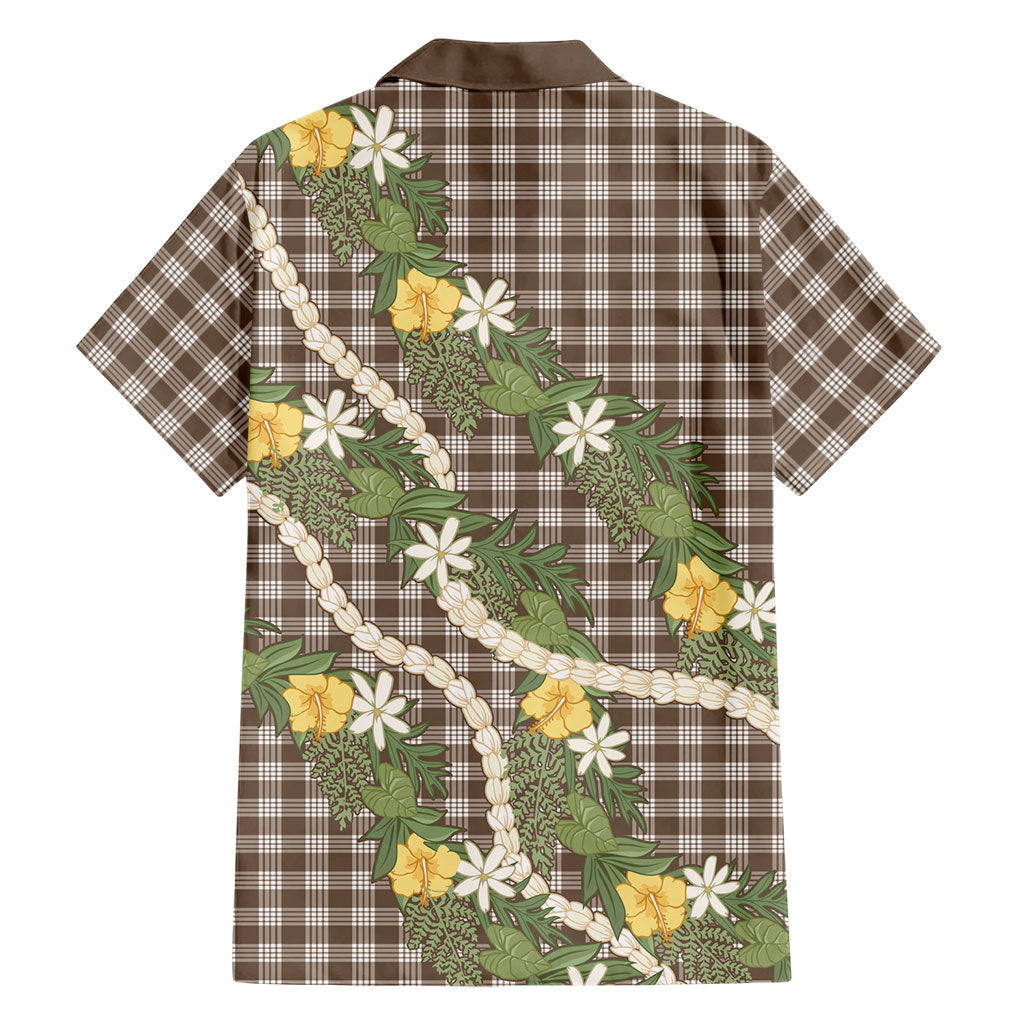 Aloha Puakenikeni Anthurium Pikake Lei Family Matching Summer Maxi Dress and Hawaiian Shirt Chocolate Hawaiian Palaka Pattern LT9 - Polynesian Pride