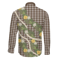 Aloha Puakenikeni Anthurium Pikake Lei Family Matching Summer Maxi Dress and Hawaiian Shirt Chocolate Hawaiian Palaka Pattern LT9 - Polynesian Pride