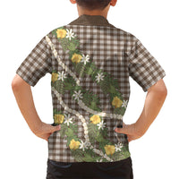 Aloha Puakenikeni Anthurium Pikake Lei Family Matching Tank Maxi Dress and Hawaiian Shirt Chocolate Hawaiian Palaka Pattern LT9 - Polynesian Pride