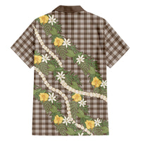 Aloha Puakenikeni Anthurium Pikake Lei Family Matching Tank Maxi Dress and Hawaiian Shirt Chocolate Hawaiian Palaka Pattern LT9 - Polynesian Pride
