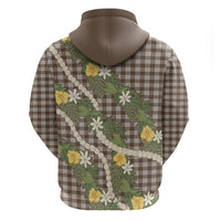 Aloha Puakenikeni Anthurium Pikake Lei Hoodie Chocolate Hawaiian Palaka Pattern