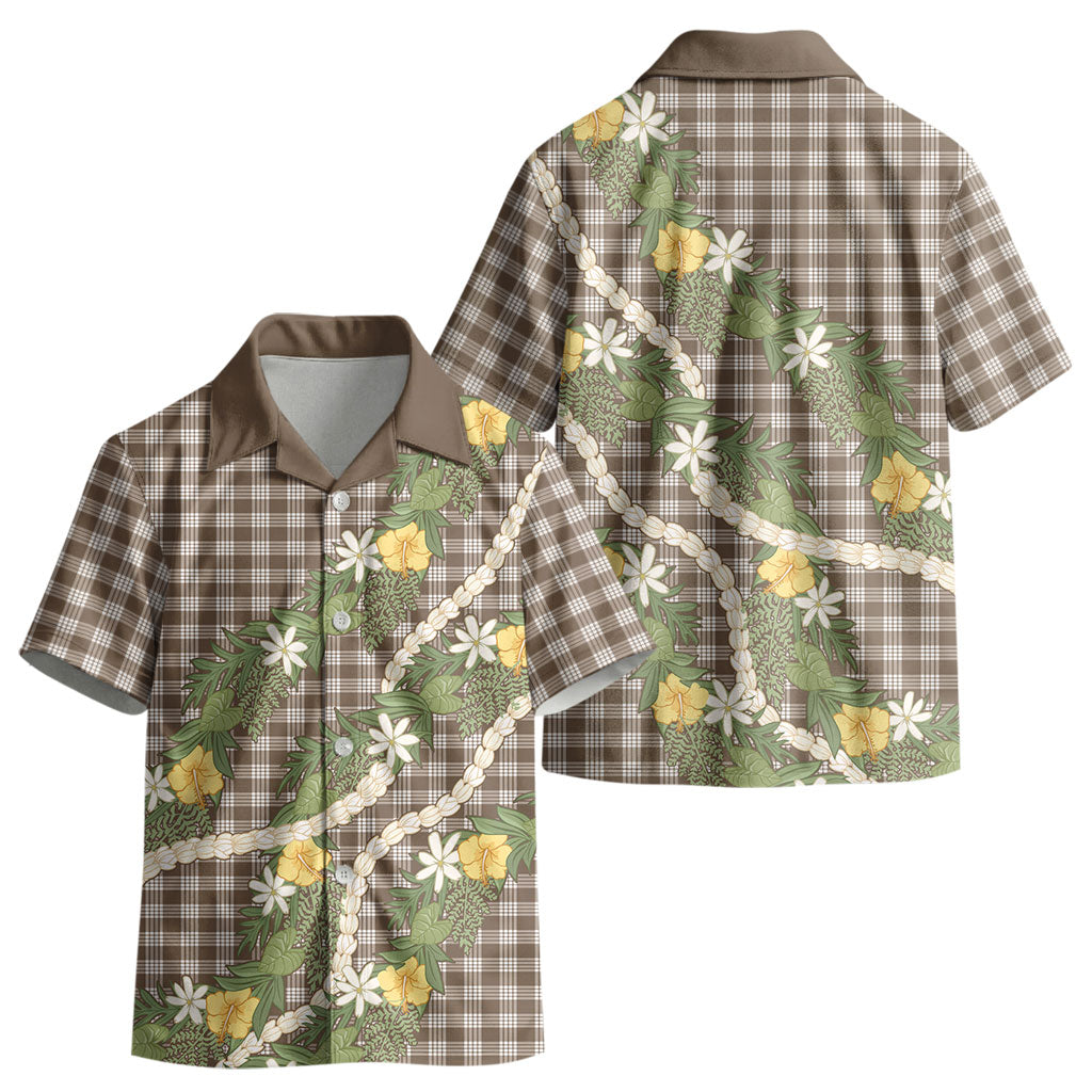 Aloha Puakenikeni Anthurium Pikake Lei Kid Hawaiian Shirt Chocolate Hawaiian Palaka Pattern LT9 - Polynesian Pride