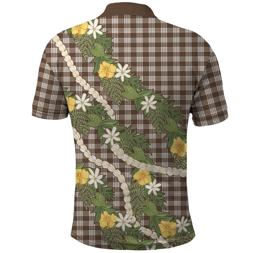 Aloha Puakenikeni Anthurium Pikake Lei Polo Shirt Chocolate Hawaiian Palaka Pattern
