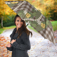Aloha Puakenikeni Anthurium Pikake Lei Umbrella Chocolate Hawaiian Palaka Pattern
