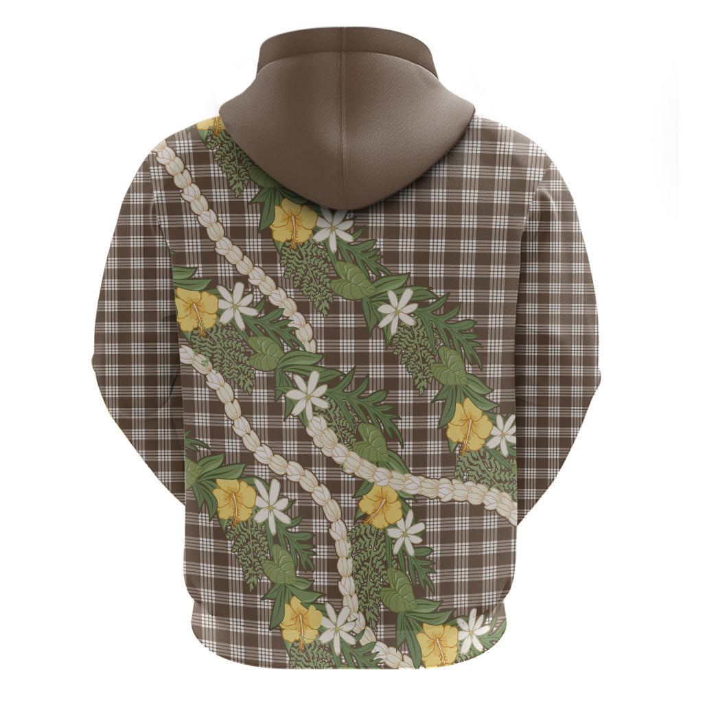 Aloha Puakenikeni Anthurium Pikake Lei Zip Hoodie Chocolate Hawaiian Palaka Pattern