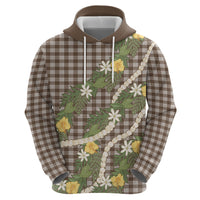 Aloha Puakenikeni Anthurium Pikake Lei Zip Hoodie Chocolate Hawaiian Palaka Pattern