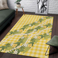 Aloha Puakenikeni Anthurium Pikake Lei Area Rug Gold Hawaiian Palaka Pattern LT9 Gold - Polynesian Pride