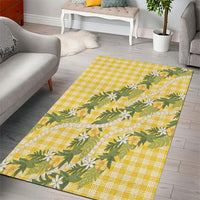 Aloha Puakenikeni Anthurium Pikake Lei Area Rug Gold Hawaiian Palaka Pattern LT9 - Polynesian Pride