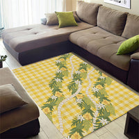 Aloha Puakenikeni Anthurium Pikake Lei Area Rug Gold Hawaiian Palaka Pattern LT9 - Polynesian Pride