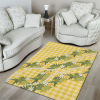 Aloha Puakenikeni Anthurium Pikake Lei Area Rug Gold Hawaiian Palaka Pattern LT9 - Polynesian Pride
