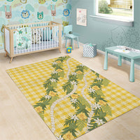 Aloha Puakenikeni Anthurium Pikake Lei Area Rug Gold Hawaiian Palaka Pattern LT9 - Polynesian Pride