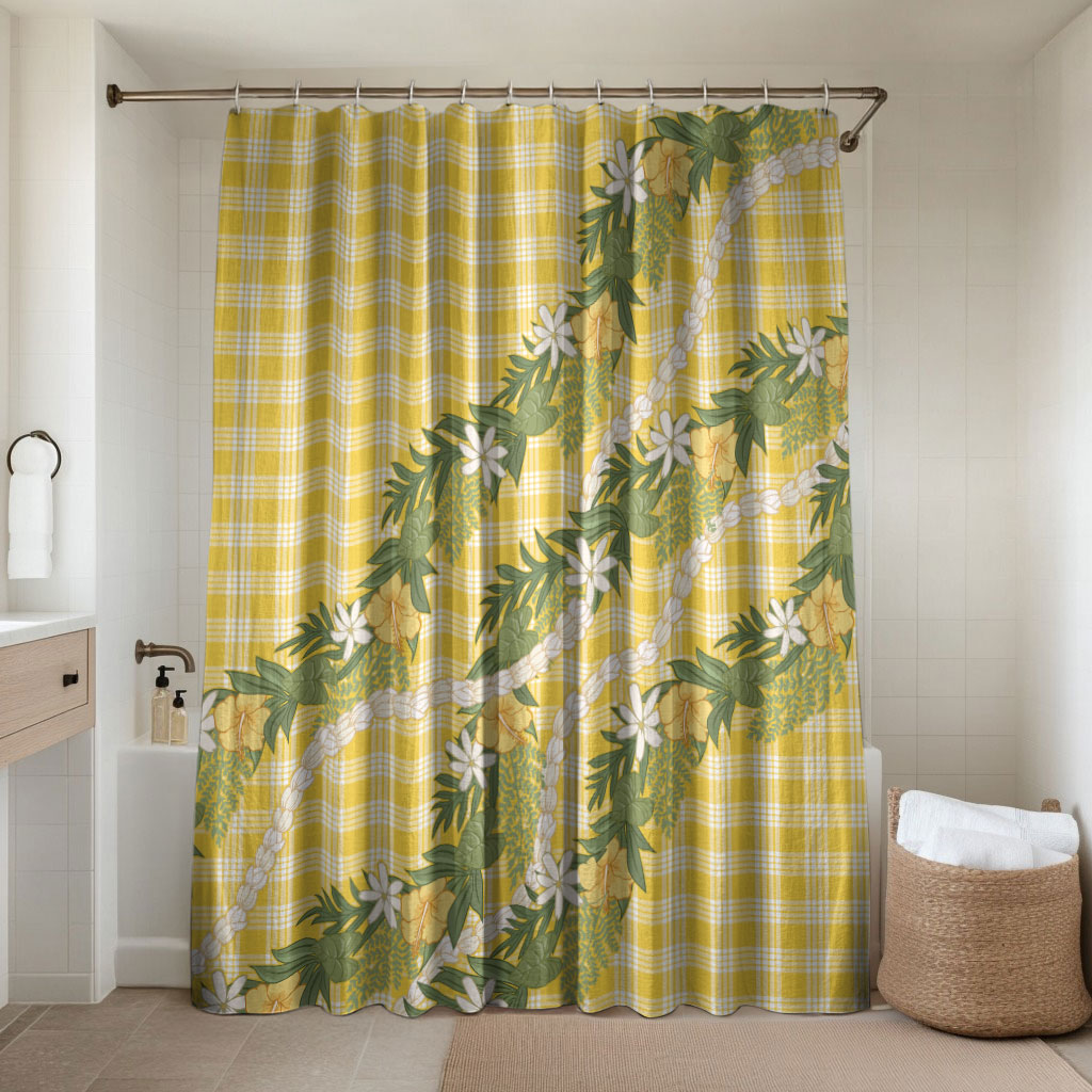 Aloha Puakenikeni Anthurium Pikake Lei Bathroom Set Gold Hawaiian Palaka Pattern
