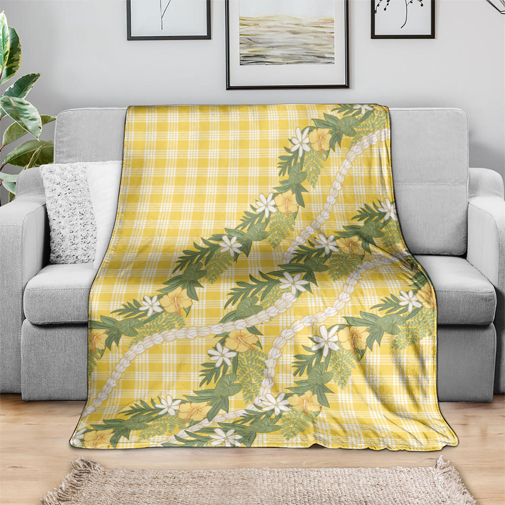 Aloha Puakenikeni Anthurium Pikake Lei Blanket Gold Hawaiian Palaka Pattern