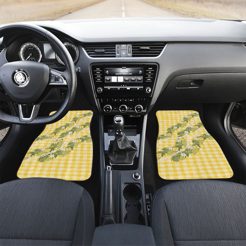 Aloha Puakenikeni Anthurium Pikake Lei Car Mats Gold Hawaiian Palaka Pattern